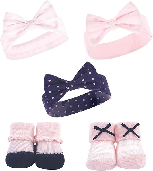 Hudson Baby baby-girls Headband and Socks Set
