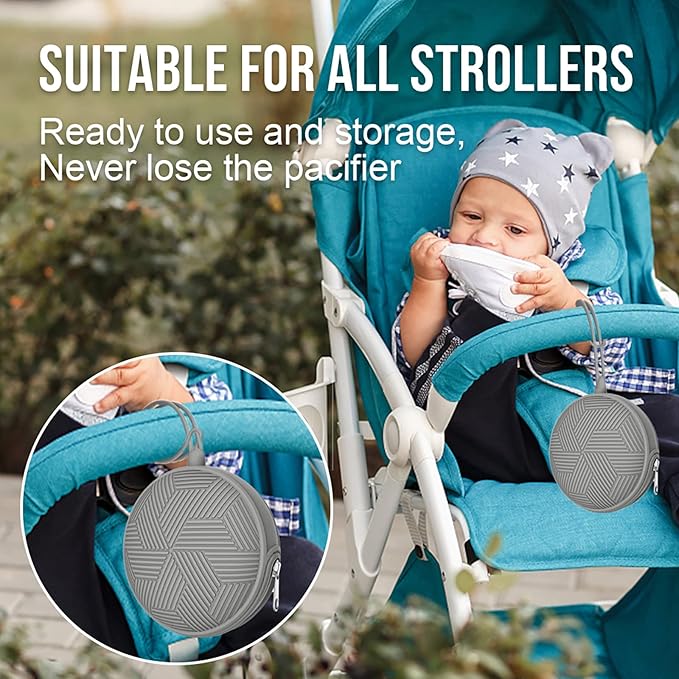 Smlpuame 4 Pack Pacifier Holder Case Set,2 Silicone Portable Pacifier Cover Pouch Bag for Diaper Bags Baby Carriage with 2 Transparent Pacifier Storage Container Box