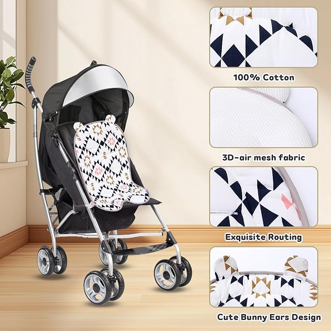Baby Carriage Cushion, Universal Breathable Car Seat Insert Cushion, 3D Air Mesh Baby Seat Pad Liner for CarSeat, Buggy, High Chair (Geometry)