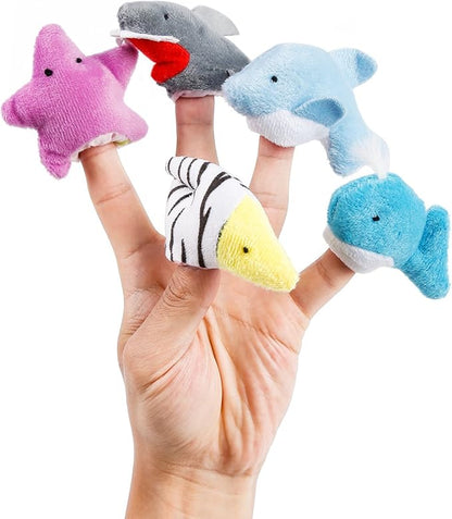 20pcs Different Cartoon Animal Finger Puppets Soft Velvet Dolls Props