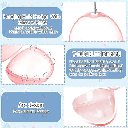 Pacifier Case,3 Pack BPA Free Pacifier Holder Case with Lanyard for Diaper Bag