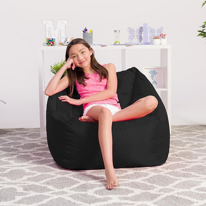 Posh Creations Coronado Bean Bag Boys and Girls Large Chair for Kids, for Gaming and Playrooms, Soft Nylon-Red