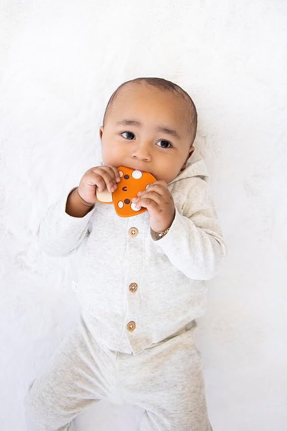 Pearhead Mushroom Silicone Baby Teether, Teething Toy for Babies 0+ Months