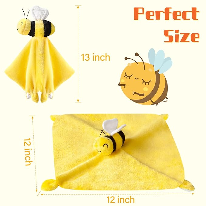 Pro Goleem Bee Loveys for Babies Soft Security Blanket Baby 12 Inch
