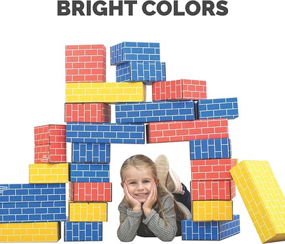Bankers Box at Play Cardboard Building Blocks, 20 Pack, Large and Medium Montessori Toy Blocks for Kids and Families