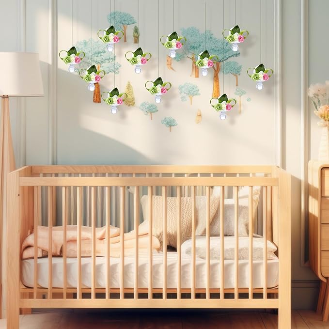 XunYee 48 Pcs Sage Green Baby Shower Pacifiers Necklace Acrylic