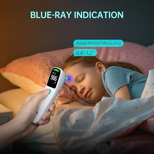 No-Touch Forehead Thermometer, 1s Accurate Reading and 3-Color Indicator 2-in-1 Infrared