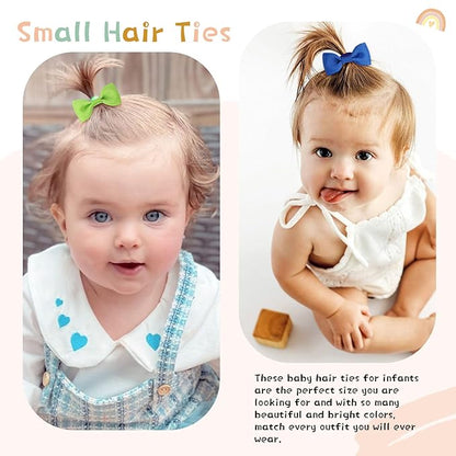 40PCS 2 Inches Baby Hair Ties, OAOLEER Toddler Hair Ties with Bows 2 Inch)