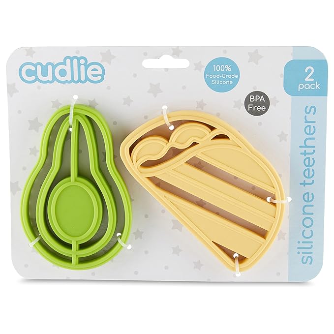 Cudlie 2-Pack Food Grade Silicone Teether - BPA Free, Fun