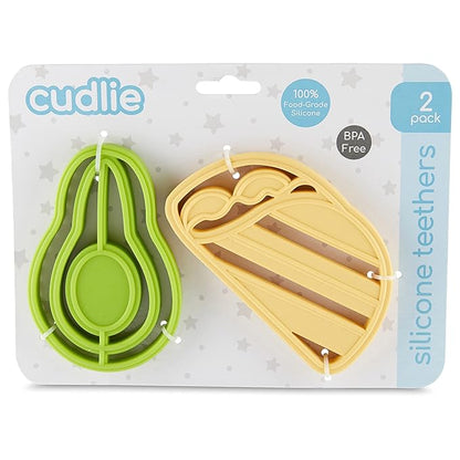 Cudlie 2-Pack Food Grade Silicone Teether - BPA Free, Fun