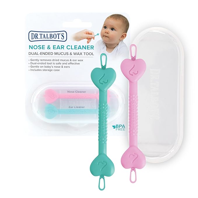 Dr. Talbot's Safe Ear Wax Removal Tool and Nose Cleaner for Baby with Travel Case - 2-Pack