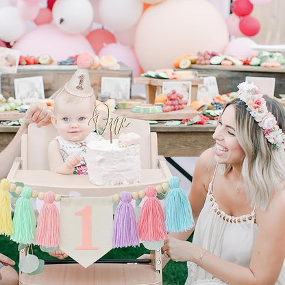 Handmade Boho 1st Birthday Macaron High Chair Banner Boho 1st 1st Birthday
