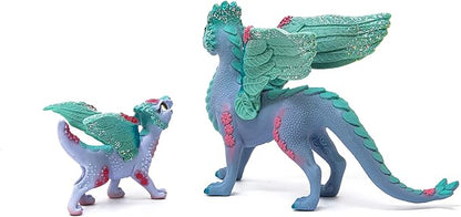 Schleich Bayala Dragon Toys and Figurines - Flying Flower Mother and Small Baby Dragon, Action Figure Kid Toys and Dolls, Girls and Boys Ages 5 and Above