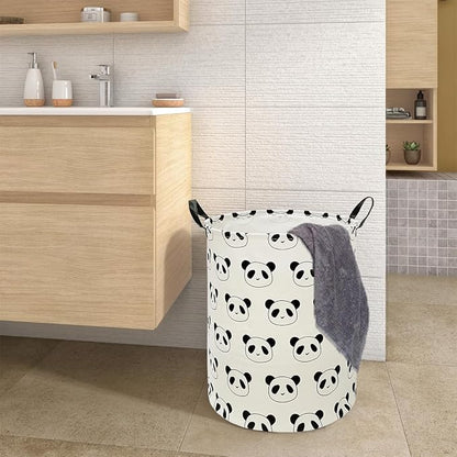 Round Panda Pattern Laundry Hamper Storage Basket Organizer Hamper Storage
