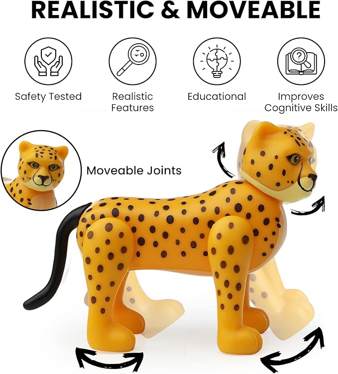 Beverly Hills Doll Collection Safari Animals Figures Set of 10, Safari Zoo Animal Toys for Toddlers
