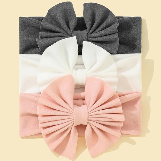 3pcs Baby Girl Nylon Headbands, Soft Elastic Hairbands