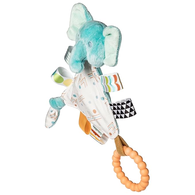 Taggies Teething Toys Baby Rattle Portable Triangle Activity Toy with Sensory Tags, 6-Inches