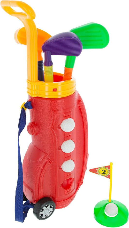 Hey! Play! Toddler Toy Golf Play Set with Plastic Bag, 2 Clubs 1 Putter, 4 Balls,