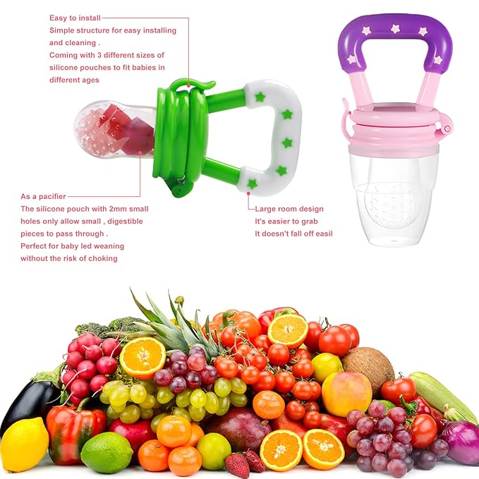 Food Feeder Baby Fruit Feeder Pacifier (3 Pcs) with 6 2 PCS 90ML with 2 Baby