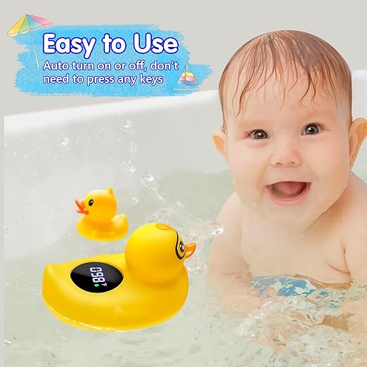 Baby Thermometer, Baby Bath Thermometer Upgrade LED Digital Bathtub Water Temperature Auto ON/Off Bathroom Safety Thermometer Yellow Duck Floating Toy for Infants