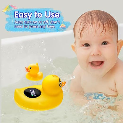Baby Thermometer, Baby Bath Thermometer Upgrade LED Digital Bathtub Water Temperature Auto ON/Off Bathroom Safety Thermometer Yellow Duck Floating Toy for Infants