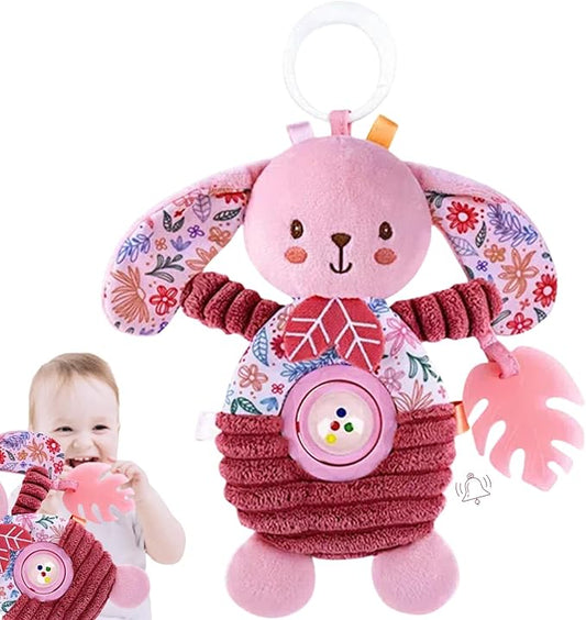 Crib Toys Hanging Baby Stroller Car Seat Toy for Infants 0-3-4-5-6 Months, Newborn Baby Girl Boy Shower Gifts, Sensory Toys with Rattle, Crinkle, Squeaky, Teethers for Babies 6-12 Months