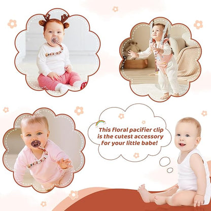 Pacifier Clip for Boys Girls Floral Daisy Macrame Baby Paci (1pack:Caramel Style