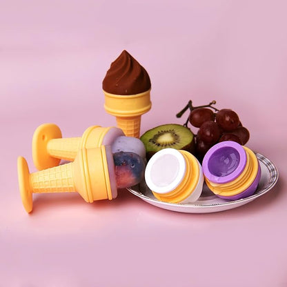 Smily Mia Baby Fruit Food Feeder & Freezer Teether Combo, Icy Bite Ice Cream Teether for Baby Cooling Relief 3 Month+,Purple