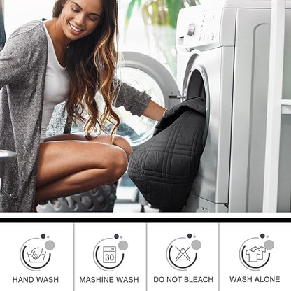 TAOCOCO 100% Waterproof Loveseat Recliner Cover, Non Slip Split Loveseat Covers for Reclining Loveseat with Elastic Straps, Washable Recliner Chair/Furniture Protector for Kids Pets(2 Seater, Black)