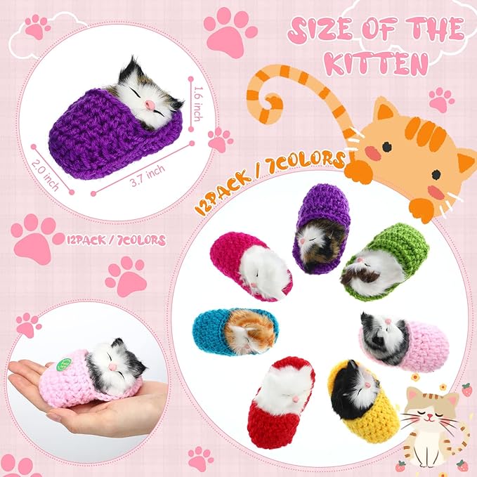 12 Pcs Sleeping Cats in Slipper Cat Doll Toy Bulk