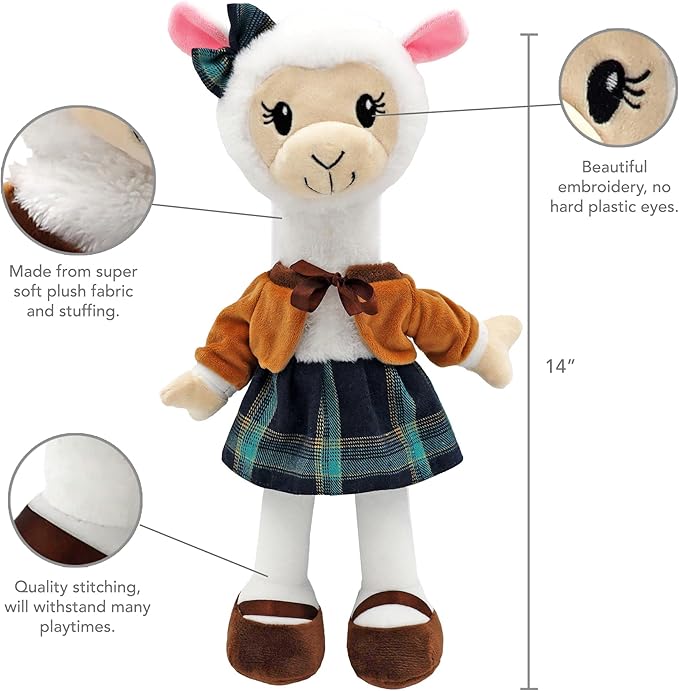Plushible Rag Doll Alpaca - Soft Dolls for Baby, Girls 14 Inch