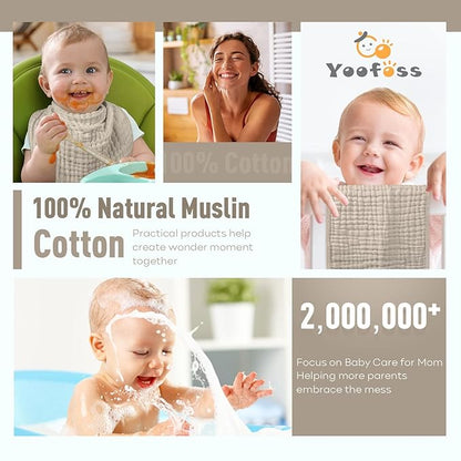 Yoofoss Muslin Burp Cloths for Baby 10 Pack 100% Cotton 20''X10'' Super
