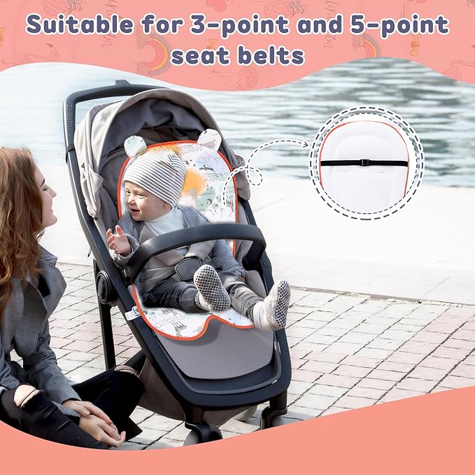 Miracle Baby Car Seat Insert Universal Breathable Baby Stroller Cushion Reversible 3D Air Mesh Cotton Stroller Mat for CarSeat, Buggy, Carrycot, High Chair (Animal)