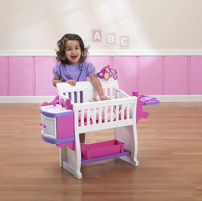 American Plastic Toys Kids’ My Very Own Nursery Baby Doll Playset, Furniture 2+,Pink
