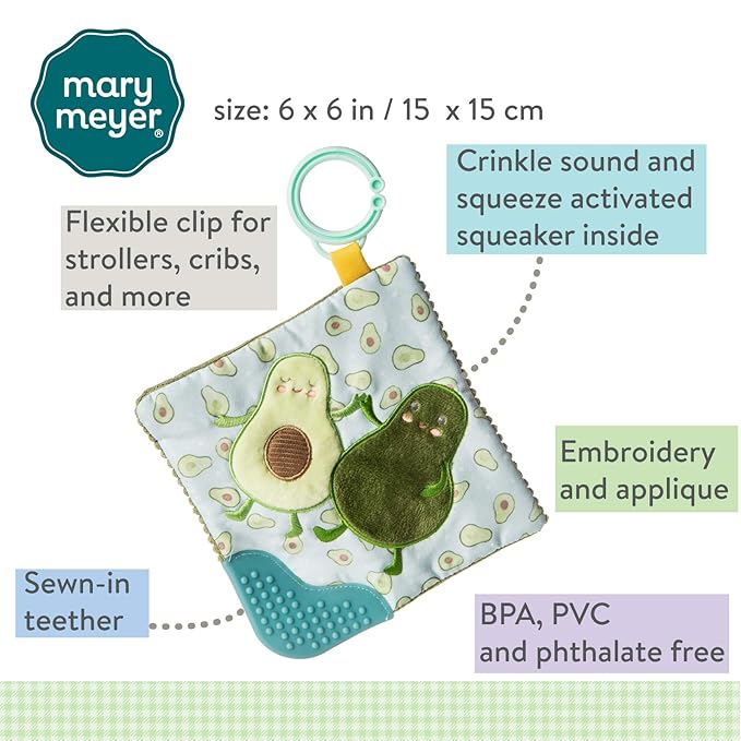 Mary Meyer Crinkle Teether Toy with Baby Paper and Squeaker, 6 x 6-Inches (44141)