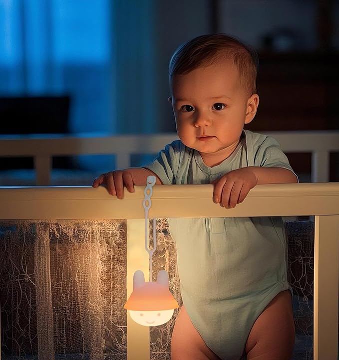Night Light for Baby Car Seat - Dimming Function 9 Colors Changing Eye Caring soft light Rechargeable & Timing Bedside Lamp Light Up Toddler Bed Room Travel Essentials Squishy Silicone Infant BPA Free