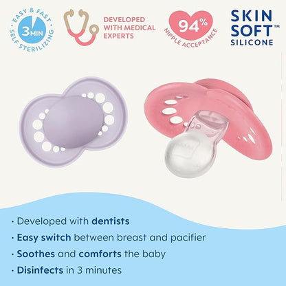 MAM Original Matte Baby Pacifier, Nipple Shape Helps Promote Healthy Oral Development ,6-16 Months(Pack 2)