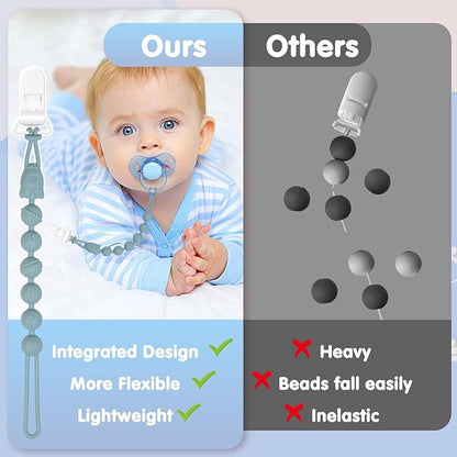 4-Pack Silicone Pacifier Clips’╝ÜOne-Piece Baby Pacifier Clip, 100% Food Grade Silicone