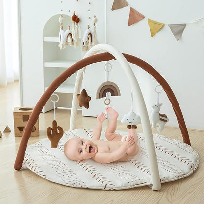 Razee Baby Gym Mat Infant Activity Gym Mudcloth Baby Activity 5 Toys