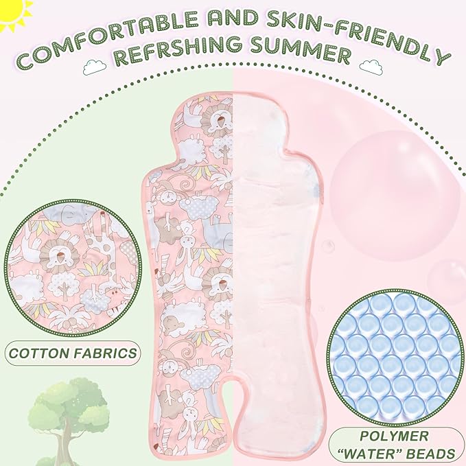 Pinkunn Gel Car Seat Baby Cooling Pad for Summer Breathable Stroller Cooler Pad Multifunctional Carseat Cooling Mat for Baby Child Dining Chair Safety Seat Stroller(Pink,Animal)