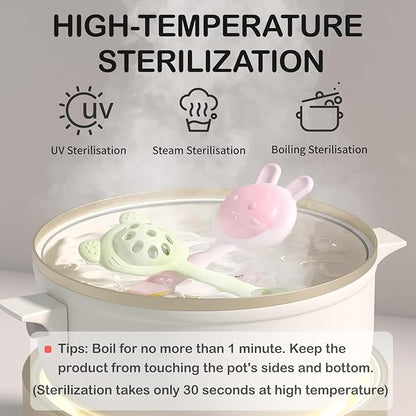 Textured Silicone Teething Toys for Baby, 2 in 1 Rattle and Teether Toy 0+ Months