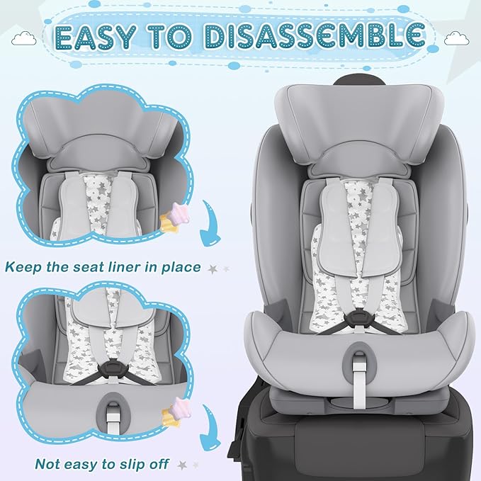 Qunclay 2 Pcs Gel Car Seat Cooler Pad for Baby Cooling Pad for Stroller Breathable Universal Car Cooler Mat Multifunctional Baby Stroller Seat Liner Cushion Chair(Gray Star)