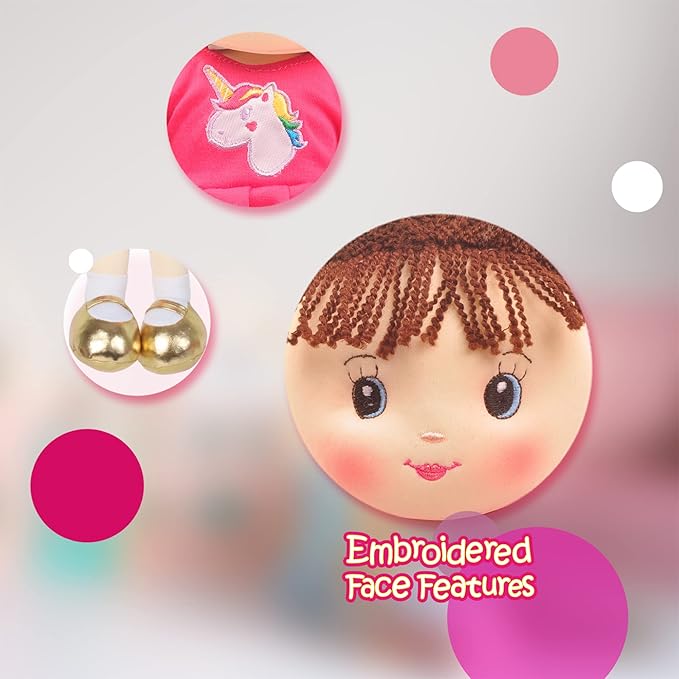 Linzy Toys, 16'' Pink Laura Soft Plush Rag Doll