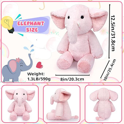 1.3lbs Weighted Elephant Stuffed Animal, 17inch Pink Elephant Weighted Stuffed Animal Soft Pink Stuffed Elephant Plush Hug Pillow for Kids