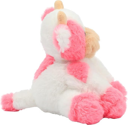 Hopearl Adorable Plush Cow Toy Floppy Dairy Cattle Soft Stuffed Animal Cute Birthday for Boys Girls Kids Toddlers, Strawberry Pink 9''