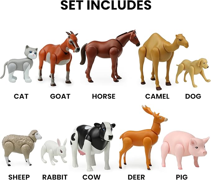 Beverly Hills Doll Collection Farm Animal Toys Set of 10, Large Toy Farm Animals for Toddlers