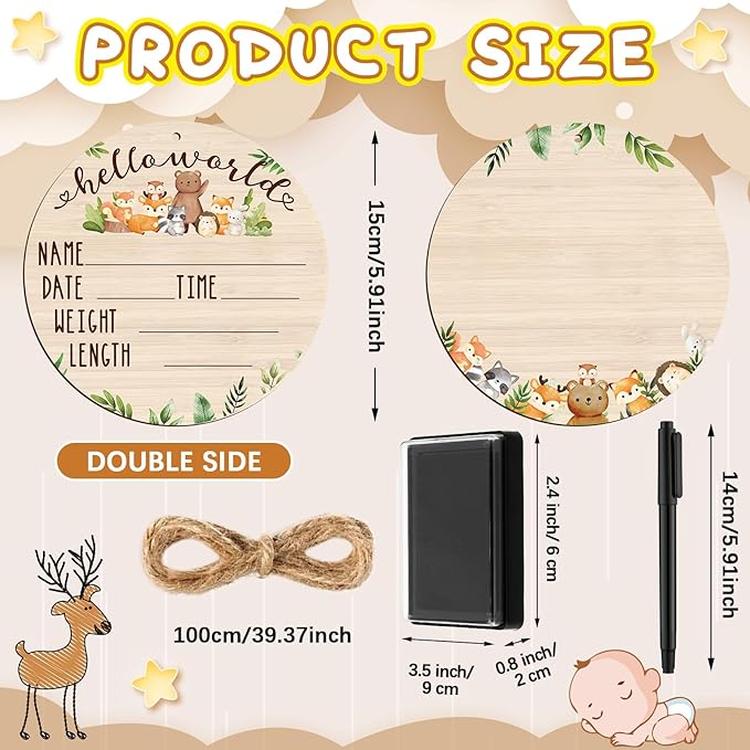 Thyle Baby Announcement Sign Wooden Baby Name Sign for Hospital