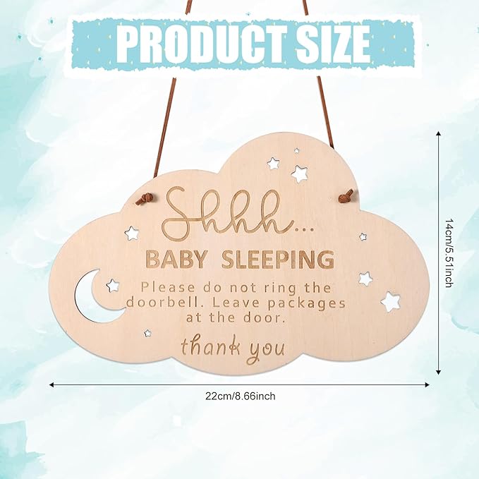 Baby Sleeping Sign for Door, 8.66x5.51in Shh Sleeping Baby Door