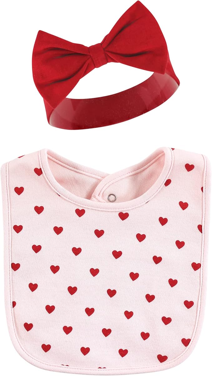 Hudson Baby Unisex BabyCotton Bib and Headband or Caps Set
