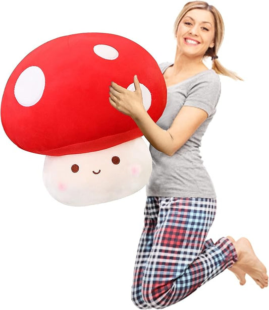 Large Mushroom Plush Toy, Mushroom Stuffed Animal Hugging Throw Pillow Plushies Doll Toy 23.6inch)
